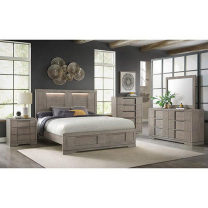 Argo King Panel Bed with LED in Grey