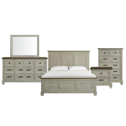 Bloomfield King Panel Bed in Medium Brown and Washed Stone