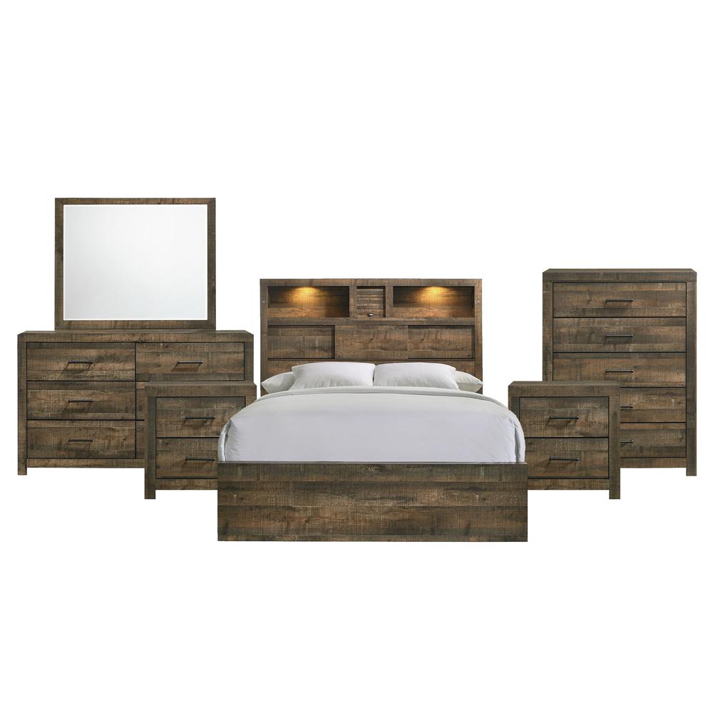 Beckett Queen Bookcase Panel 6PC Bedroom Set with Bluetooth