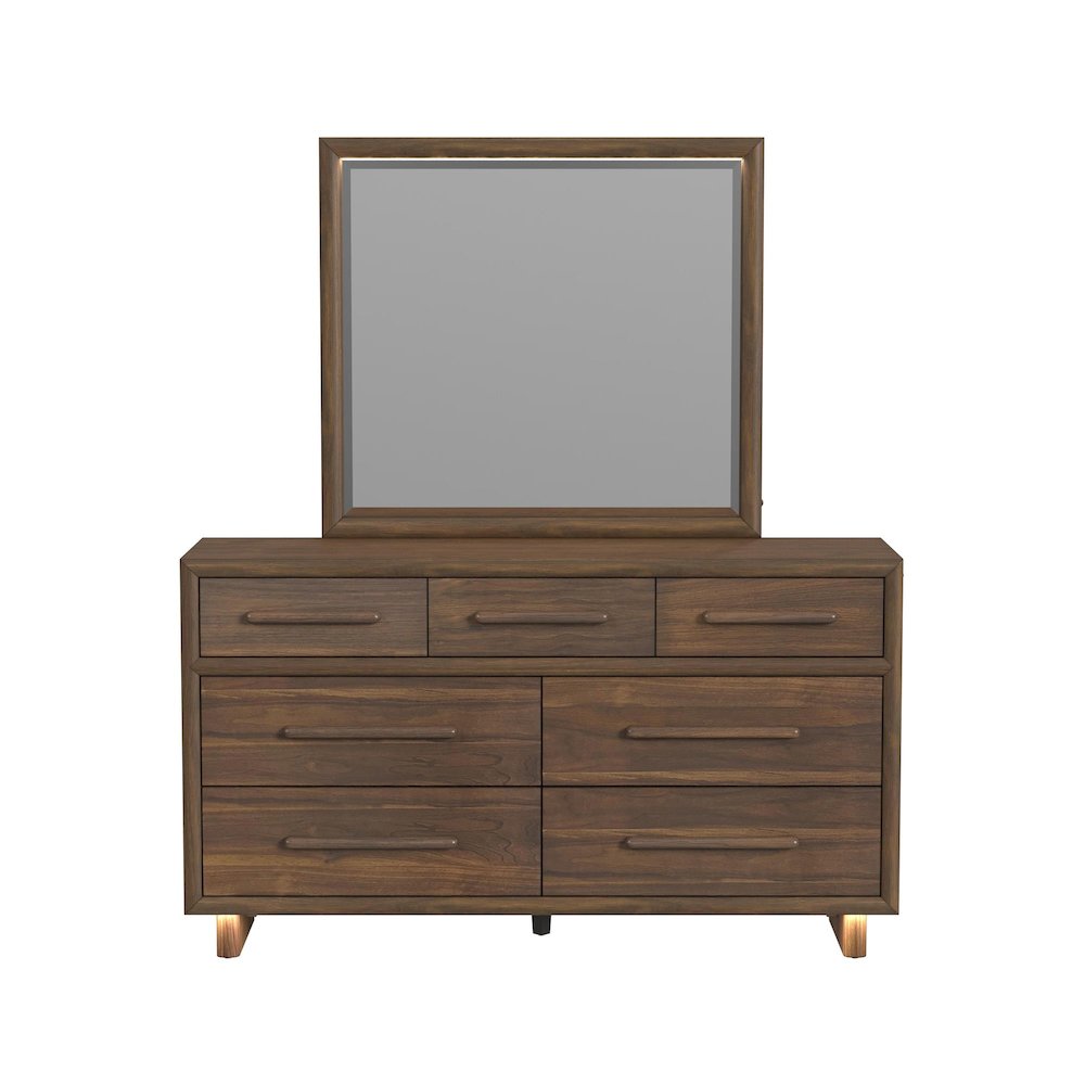 Perth Dresser and Mirror Set with LED in Brown