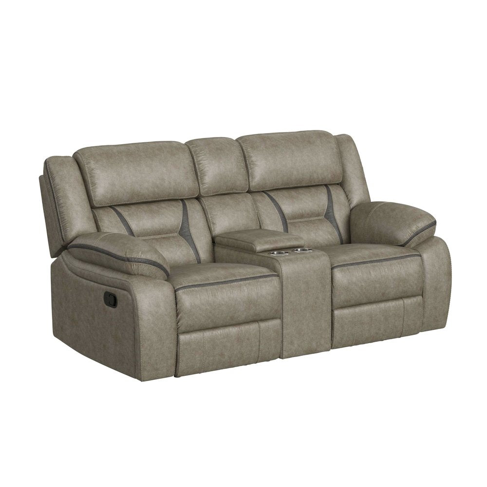 Kaoru 2PC Living Room Set in Corral Grey-Sofa & Loveseat