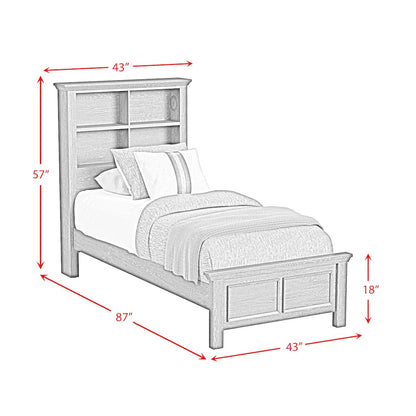 Hampton Kids Twin Bookcase 3PC Bedroom Set in Charcoal