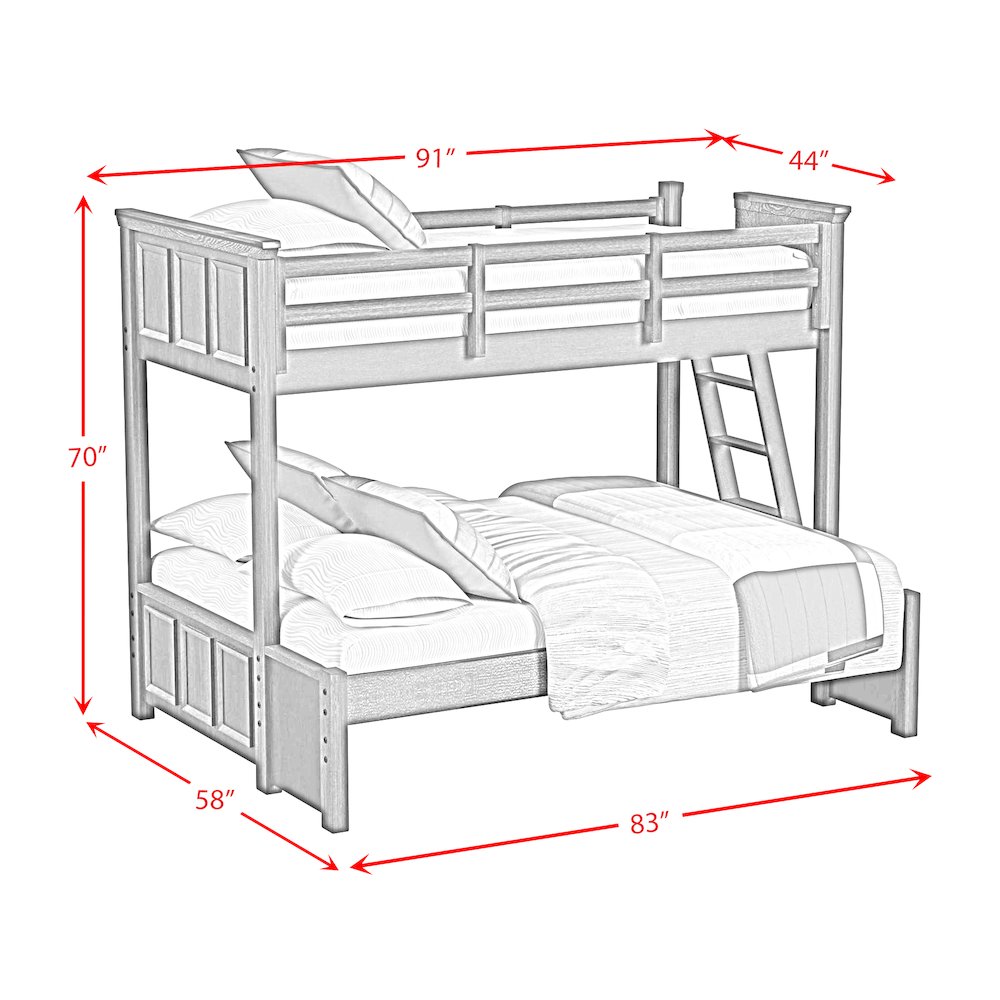 Hampton Kids Twin Over Full Bunk with Ladder 5PC Bedroom Set in Charcoal