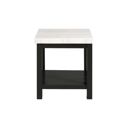 Evie White Marble Square End Table