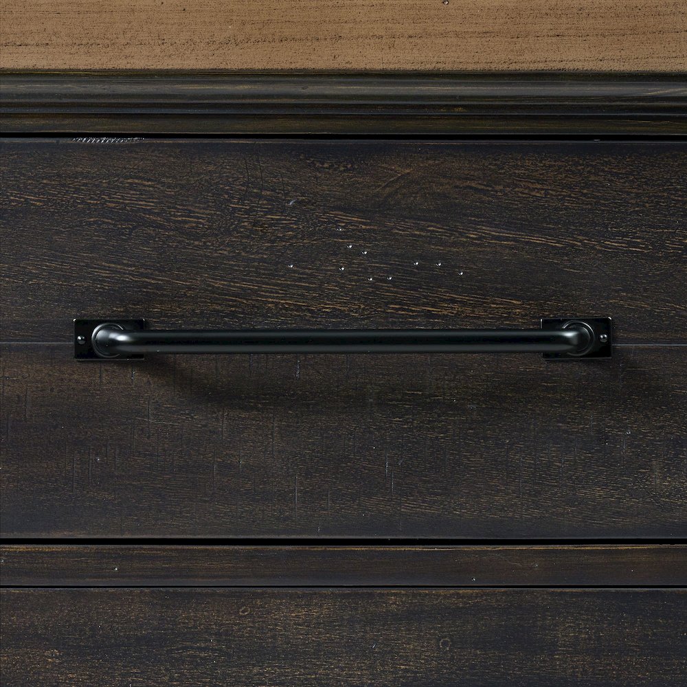 Johnshaven Server and Hutch with LED Light in Espresso and Brown