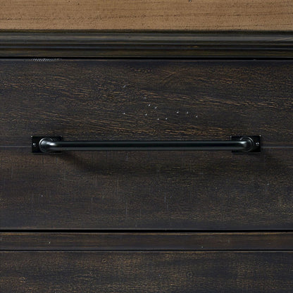Johnshaven Server and Hutch with LED Light in Espresso and Brown