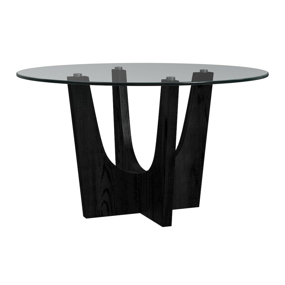 Salem 5PC Dining Set in Black-Round Table with Glass Top and Four Chairs
