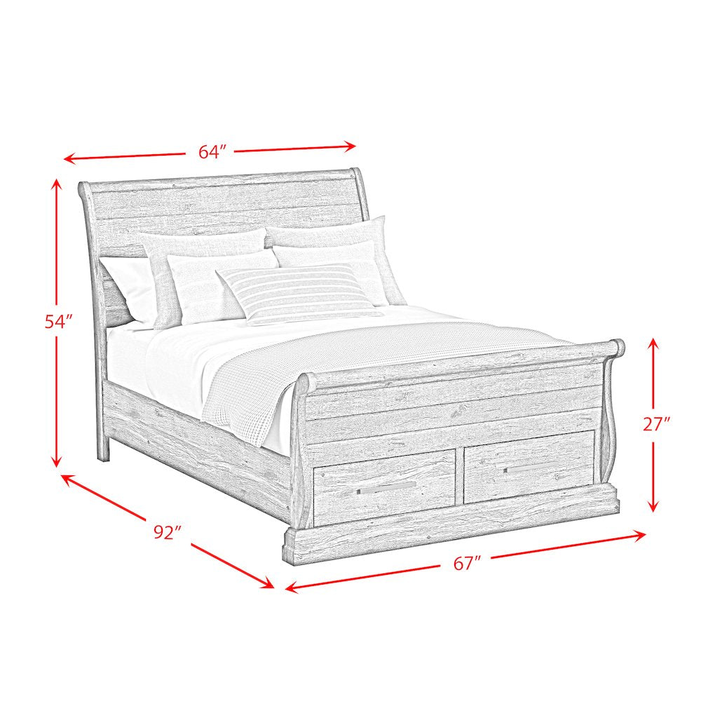 Park Ridge Queen Sleigh Storage 3PC Bedroom Set in Charcoal