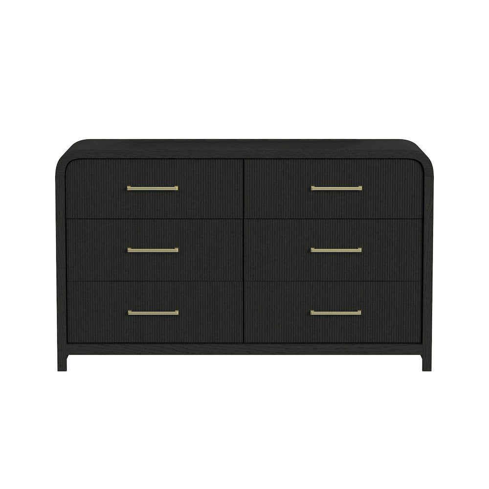 Ridgemont 6-Drawer Dresser in Black with Grain