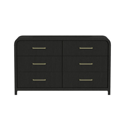 Ridgemont 6-Drawer Dresser in Black with Grain