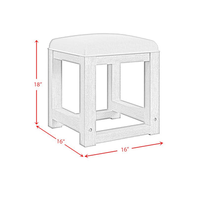 Ridgemont Dressing Stool with White Fabric in Natural