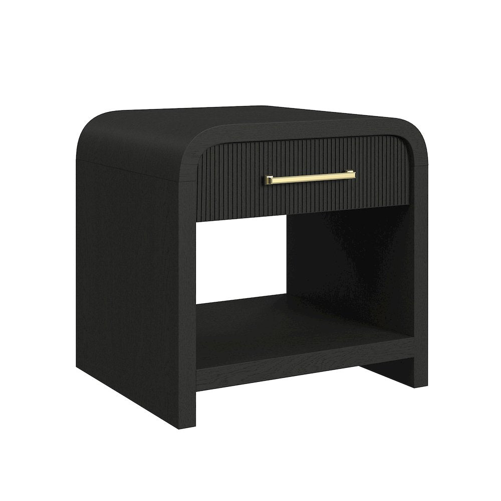 Woodridge 2PC Occasional Table Set in Black with Grain-Coffee Table & End Table