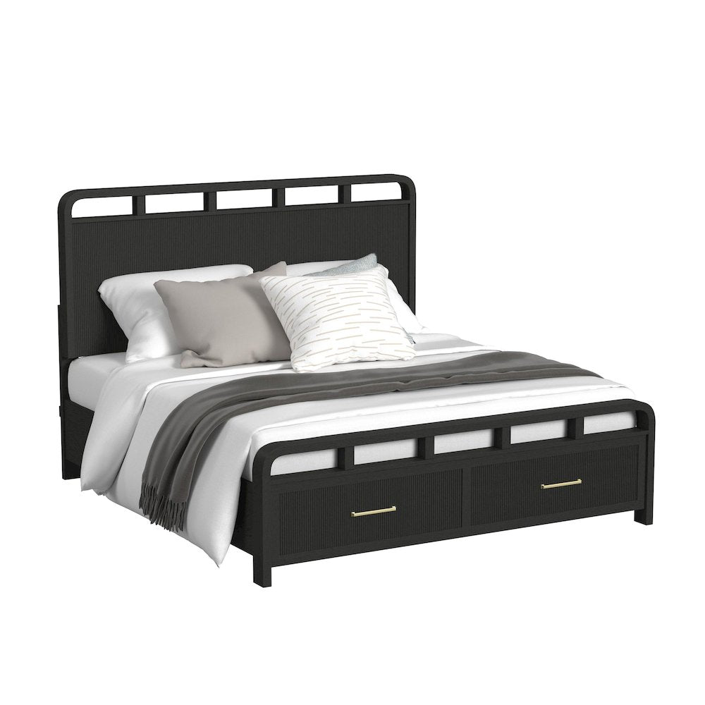 Ridgemont King Storage 3PC Bedroom Set in Black with Grain