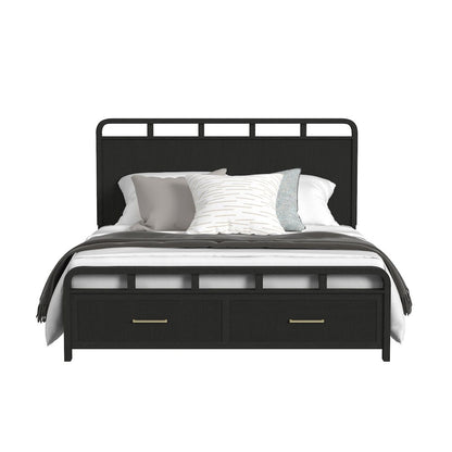 Ridgemont King Storage Bed in Black with Grain