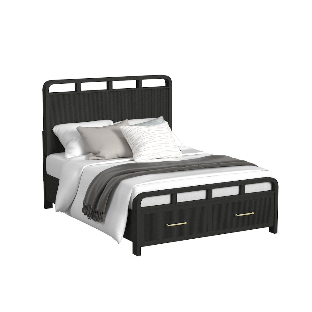Ridgemont Queen Storage 3PC Bedroom Set in Black with Grain