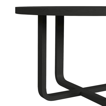 5PC Dining Set in Black with Grain-Round Table and Four Grey Fabric Chairs