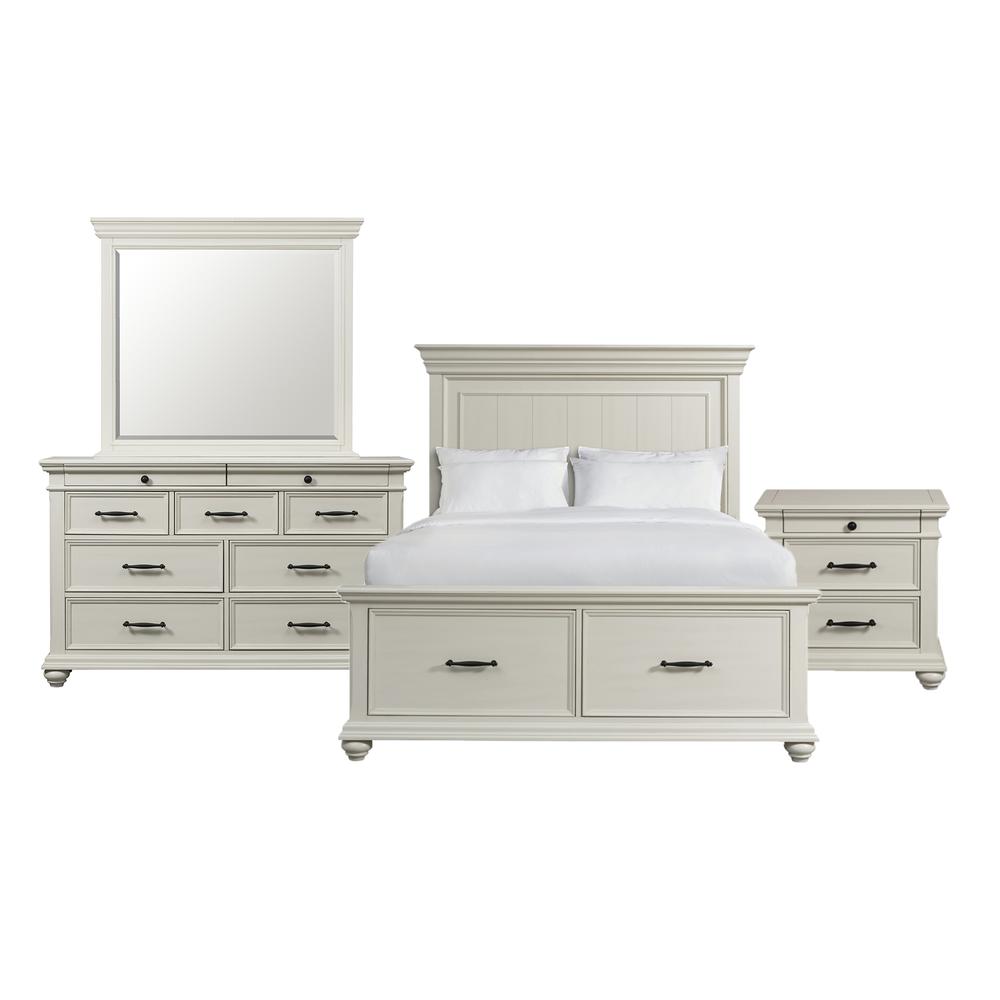 Brooks Queen Platform Storage 4PC Bedroom Set in White