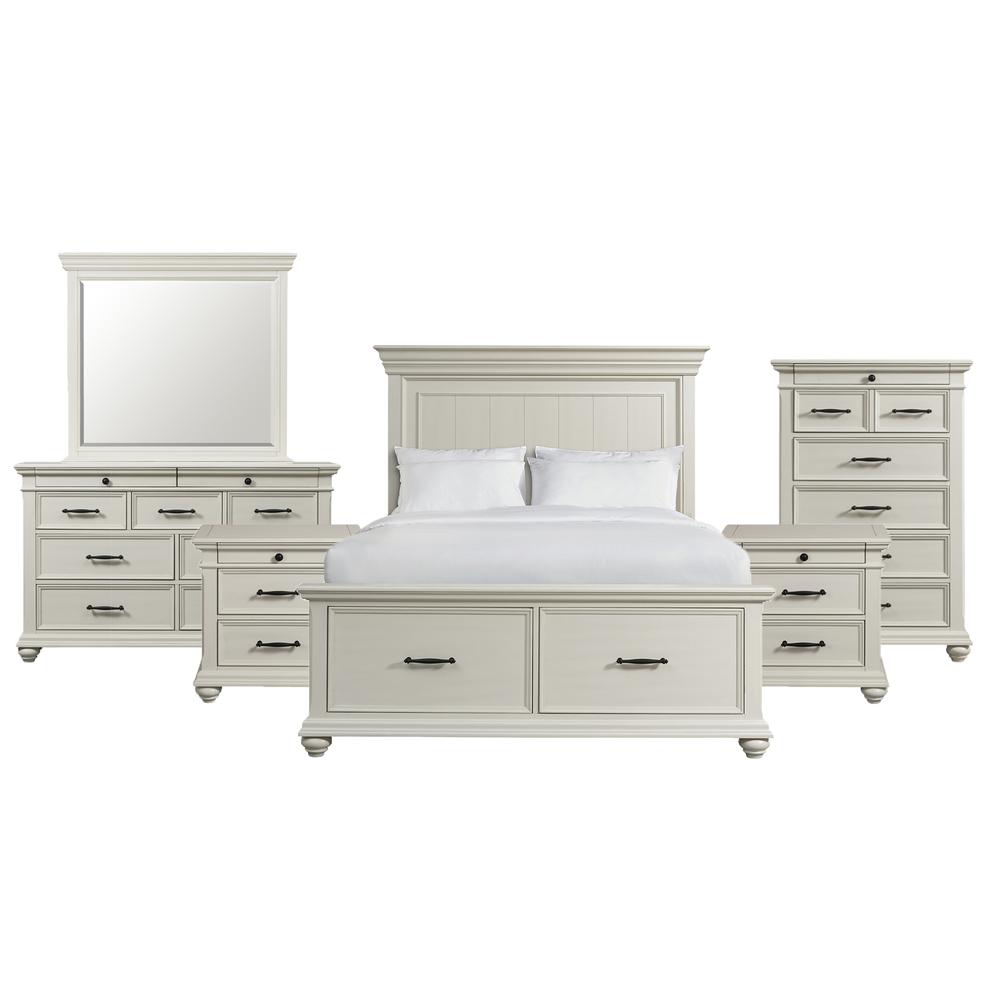 Brooks Queen Platform Storage 6PC Bedroom Set in White