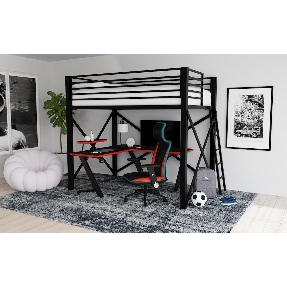 Delilah Full Loft Bunk and Ladder in Black