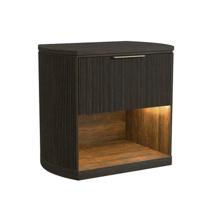 Sylvie King UPH 5PC Bedroom Set with White Fabric in Dark Brown
