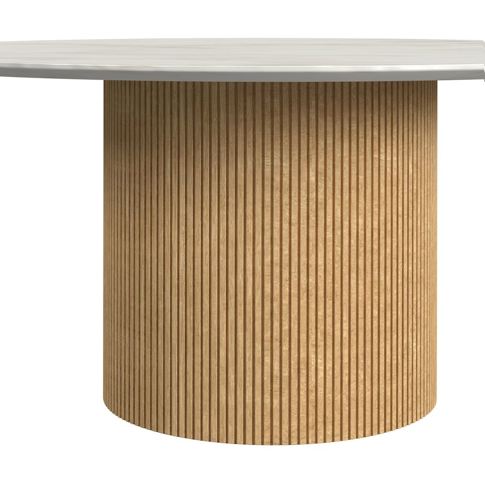 Sutton 2PC Table Set with White Faux Marble Base Natural-Coffee Table End Table