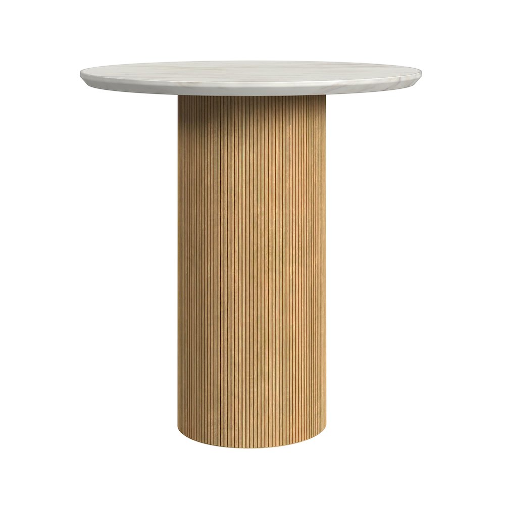 Sutton 2PC Table Set with White Faux Marble Base Natural-Coffee Table End Table