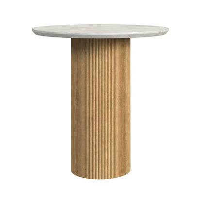 Sutton 2PC Table Set with White Faux Marble Base Natural-Coffee Table End Table