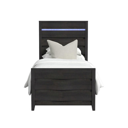 Tobias Twin Bed with LED in Black