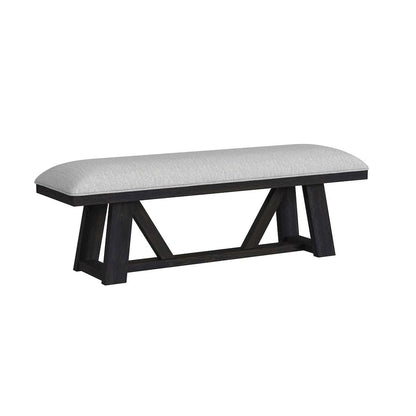 Pinnacle Dining Bench with Light Grey Fabric in Charcoal