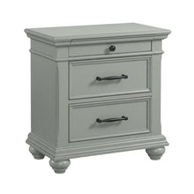 Grey Nightstand with 3 Drawers, Usb Ports, and Traditional Style