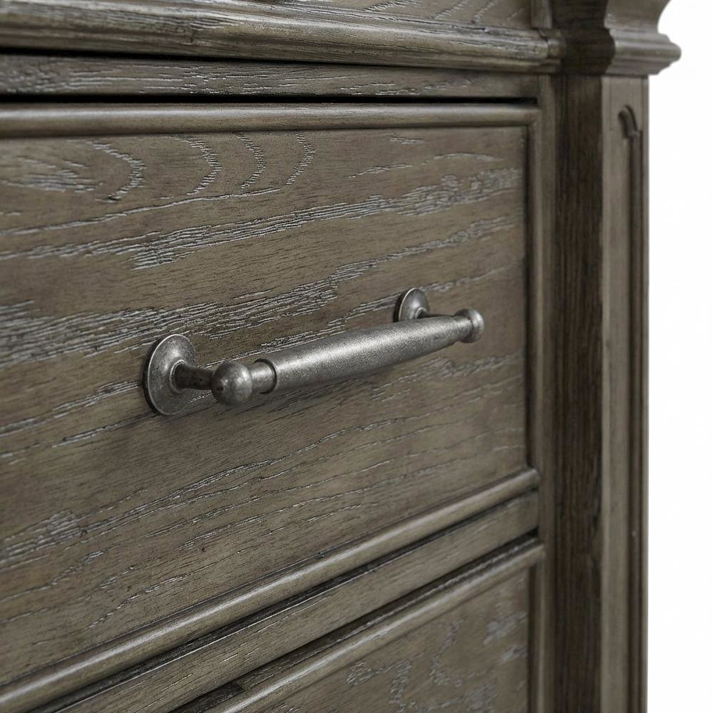 Grey 3-Drawer Nightstand with Sliding Top and Modern Style