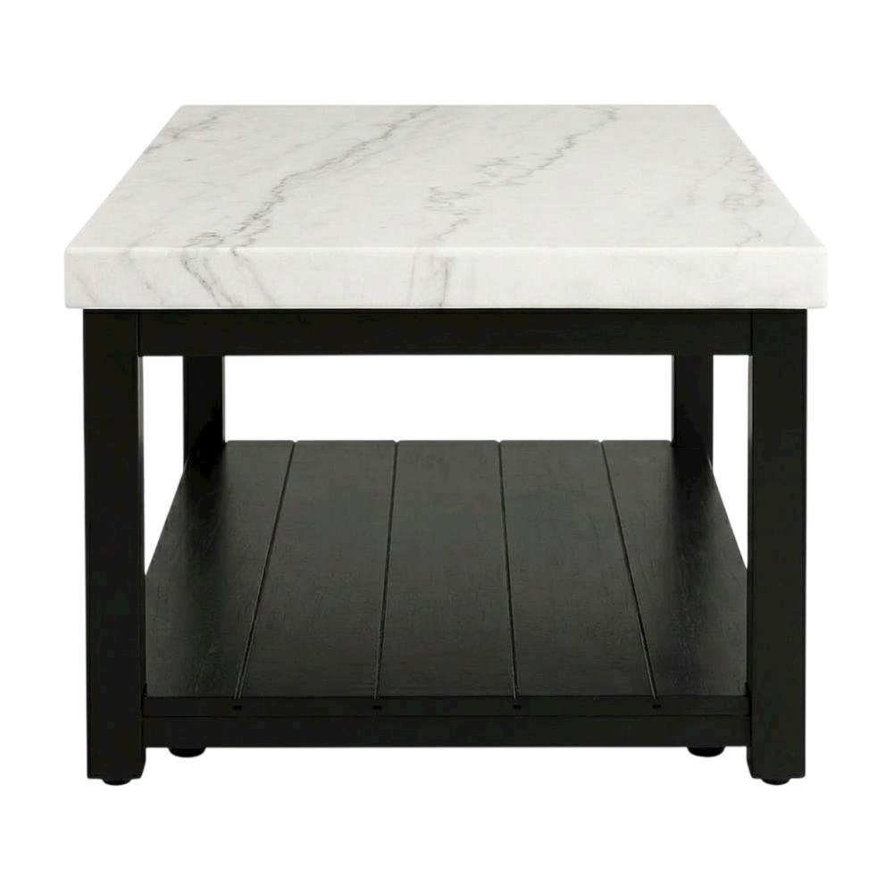 Marble Top Rectangle Coffee Table, Transitional Cocktail Table,White