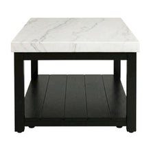 Marble Top Rectangle Coffee Table, Transitional Cocktail Table,White