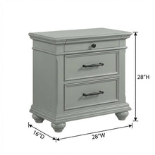 Grey Nightstand with 3 Drawers, Usb Ports, and Traditional Style