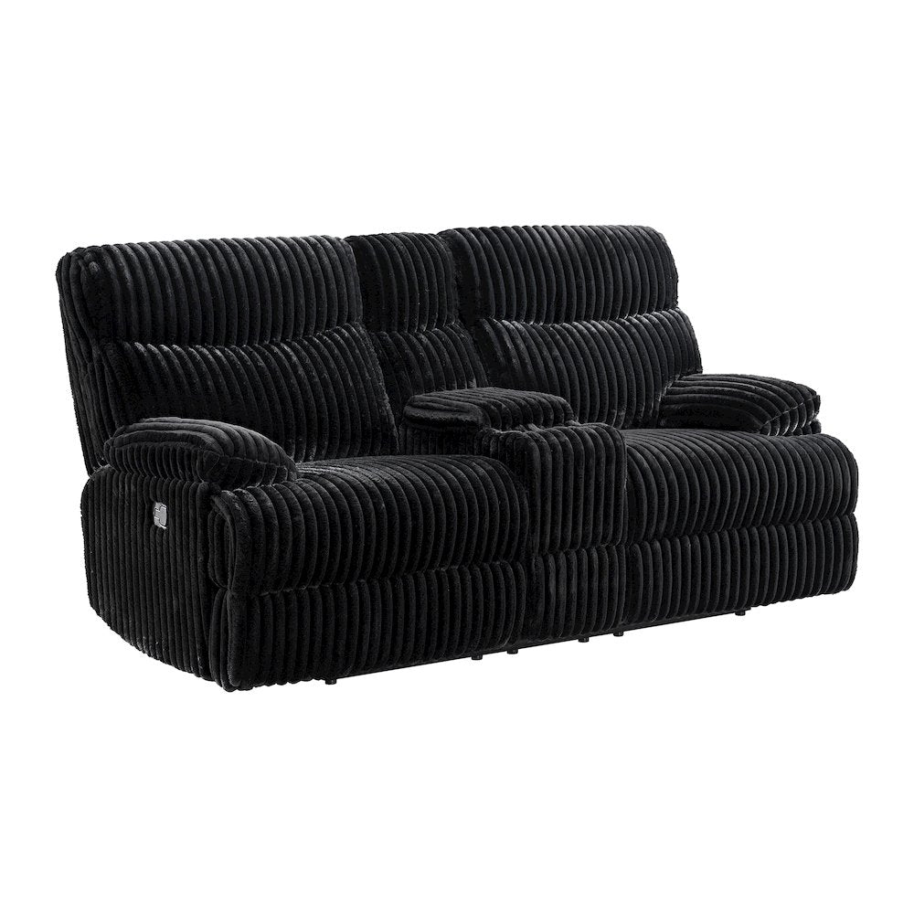 Admiral 2PC Living Room Set in Masis Black-Sofa & Loveseat