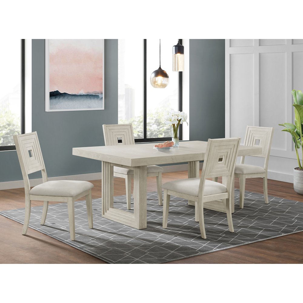 Rhiannon Rectangular Dining Table with 18" Leaf in Antique White