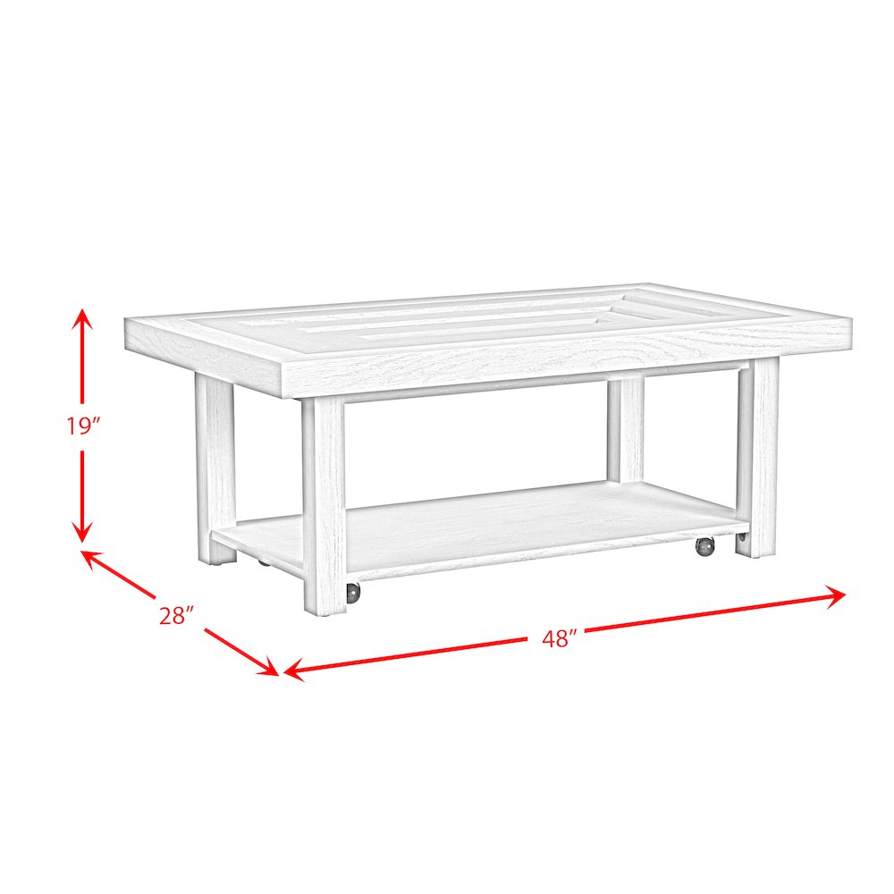 Avalanche 2PC Occasional Table Set in Antique White-Coffee Table & End Table