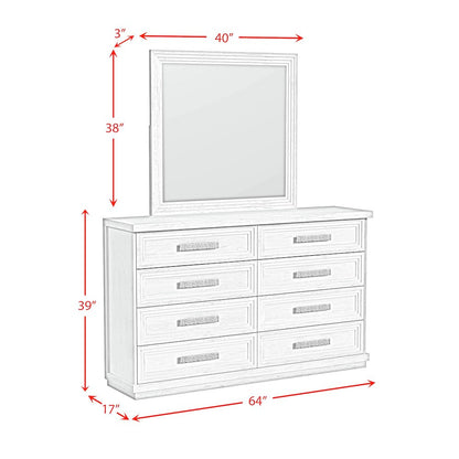 Rhiannon Dresser and Mirror Set in Antique White