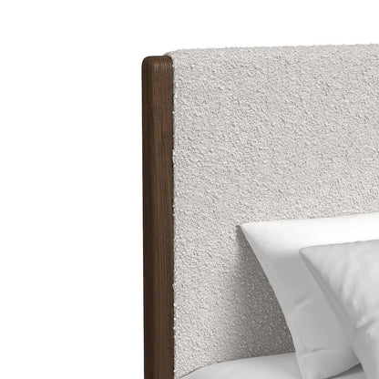 Perth King UPH 3PC Bedroom Set with Boucle Beige and LED in Brown