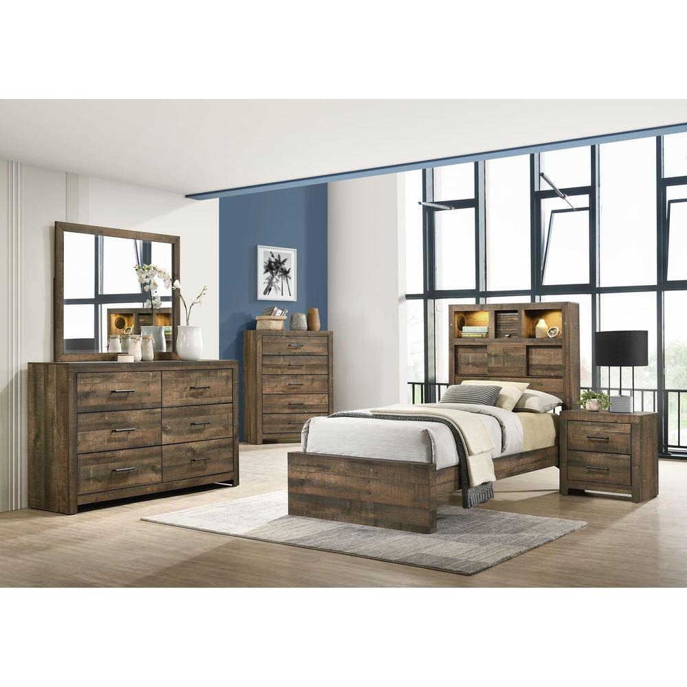 Beckett Twin Bookcase Panel 5PC Bedroom Set with Bluetooth