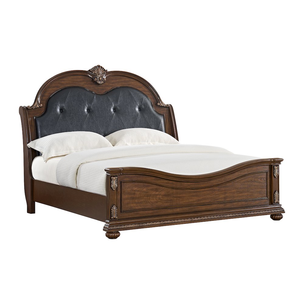 Concerto King UPH 5PC Bedroom Set with Black PU in Brown