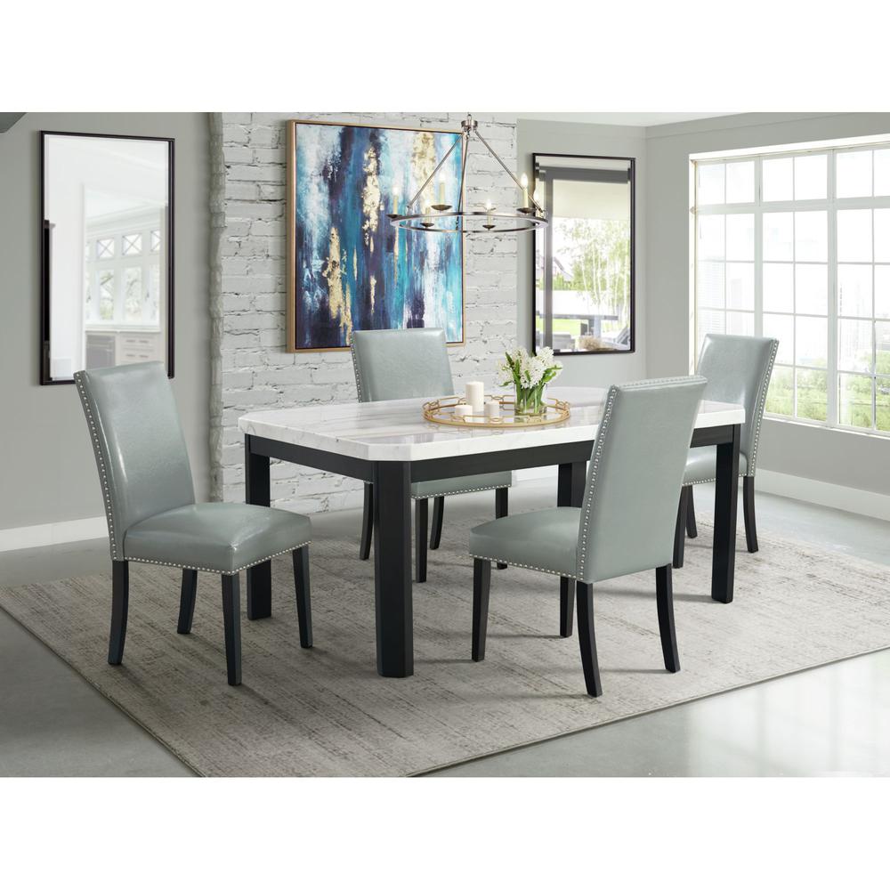 Pia Faux Leather Dining Side Chair Set in Grey