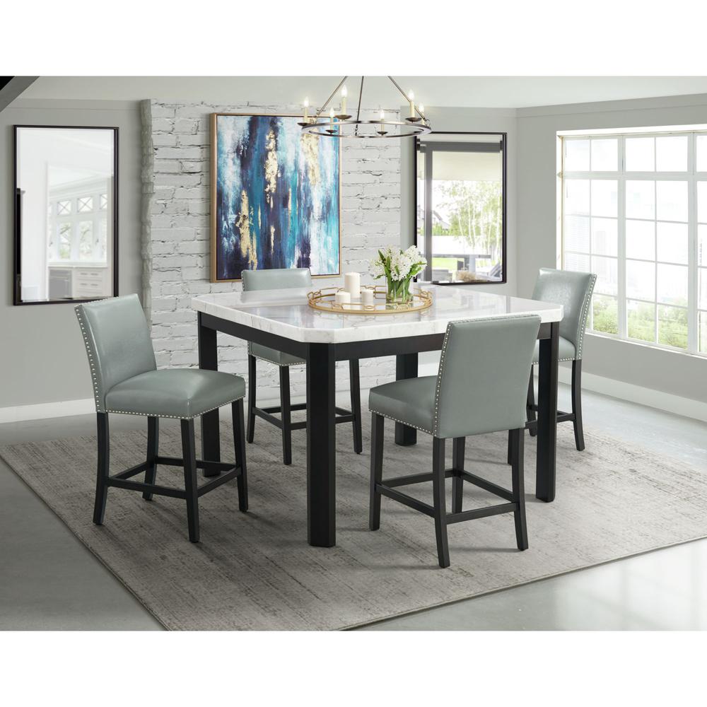 Pia Faux Leather Counter Height Side Chair Set in Grey