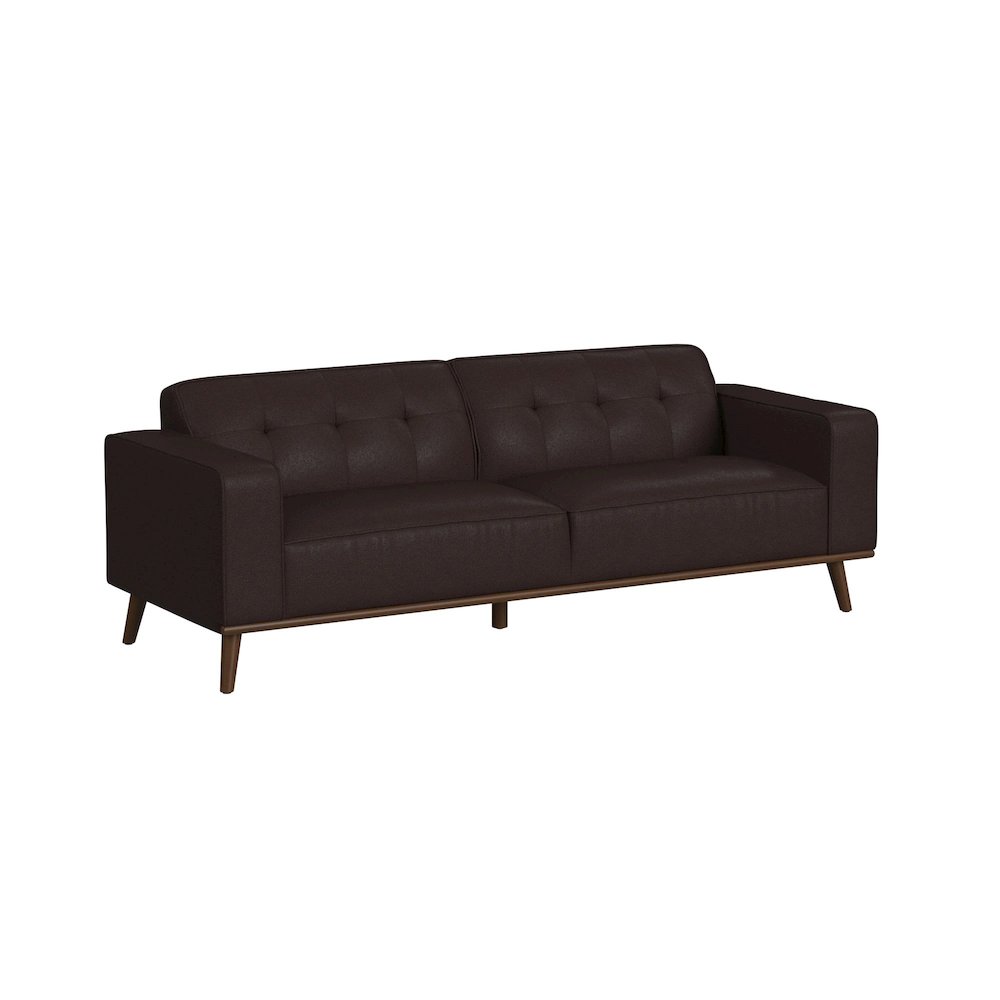 Destiny Sofa with Wood Front in Pebble Brown