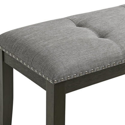 Eve Bench w/ Grey Fabric and Nail Heads in Charcoal