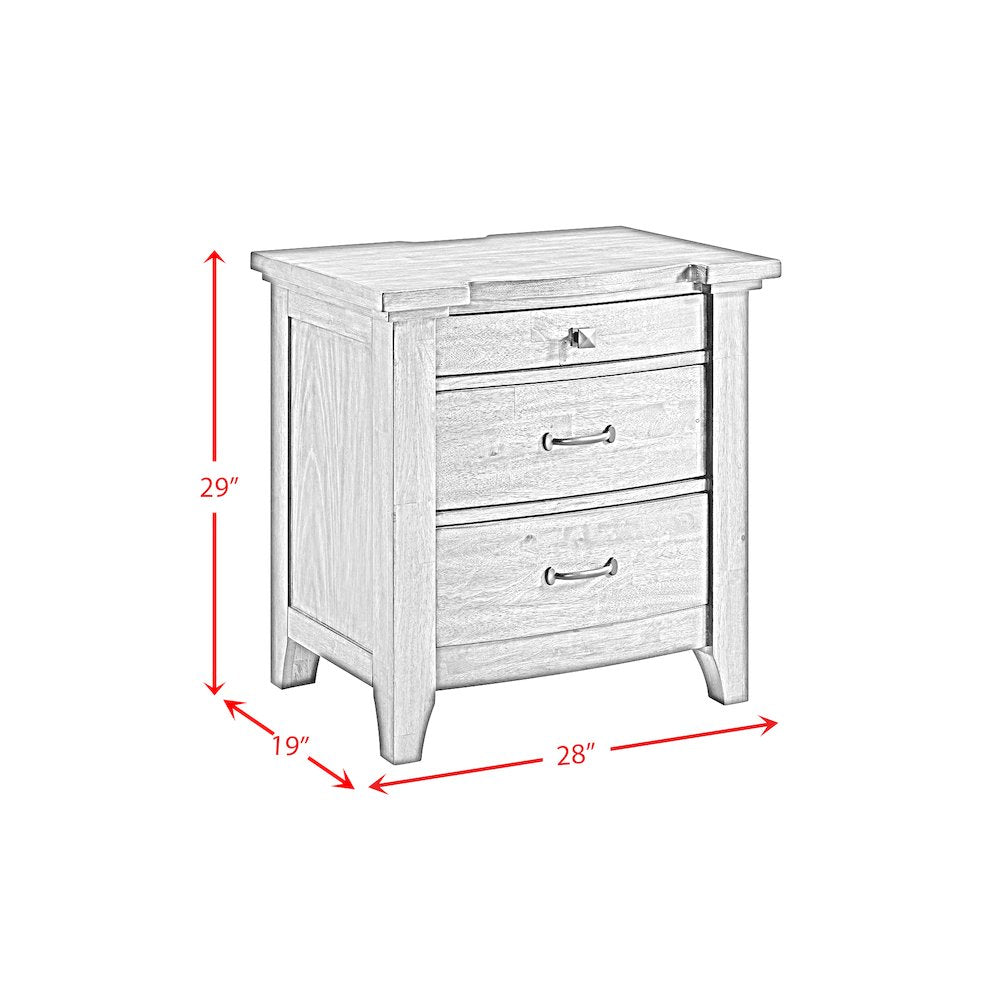 Joseph 3-Drawer Nightstand with USB and Power in Chestnut