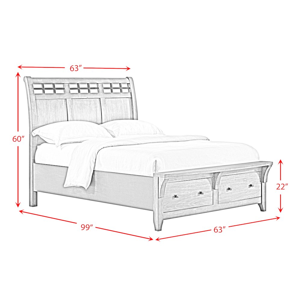 Joseph Queen Sleigh Storage Bed in Chestnut
