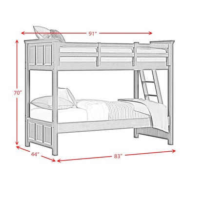 Hampton Kids Twin Over Twin Bunk with Ladder 5PC Bedroom Set in Charcoal