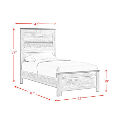 Adam Twin Panel 4PC Bedroom Set in Gray