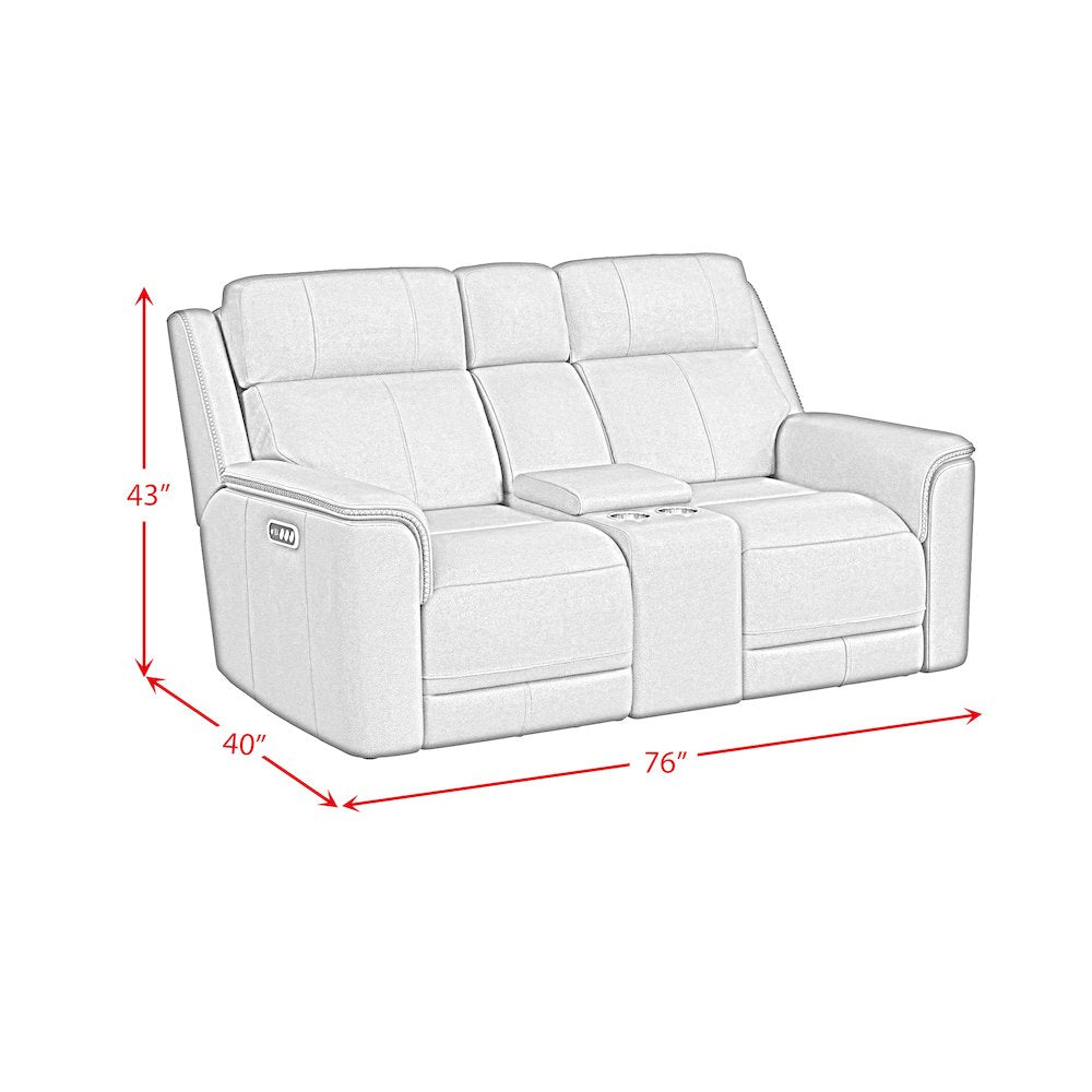 Power Motion Loveseat with Console, Power Headrest and Lumbar in Aline Butternut